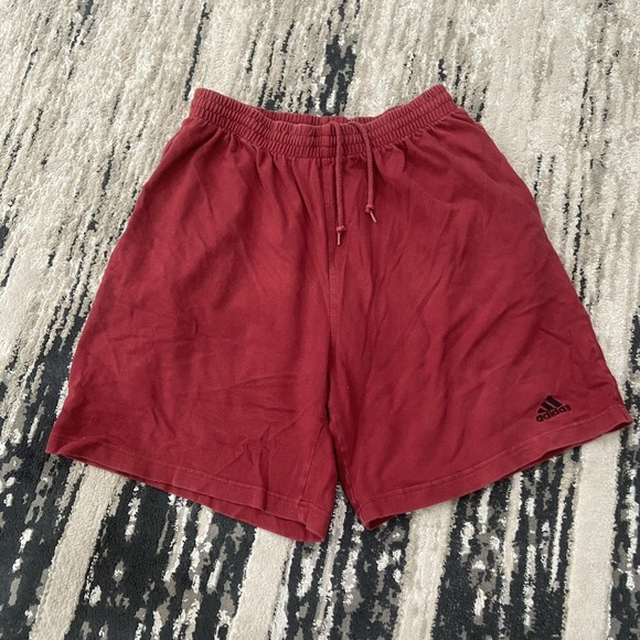 Vintage Adidas Tag Basketball Shorts Pockets Size Large Red 100% Cotton - Picture 1 of 6